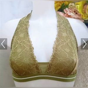 Colsie Green Halter Lace Bralette, Size M